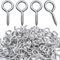 Eye Hooks Screw-in,100pcs Metal Eyes Hooks Eyelets Screw Threaded Self Tapping Eyelet Hooks 27x13mm for Resin Crafts Projects Outdoor Indoor Hanging