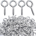 Eye Hooks Screw-in,100pcs Metal Eyes Hooks Eyelets Screw Threaded Self Tapping Eyelet Hooks 27x13mm for Resin Crafts Projects Outdoor Indoor Hanging