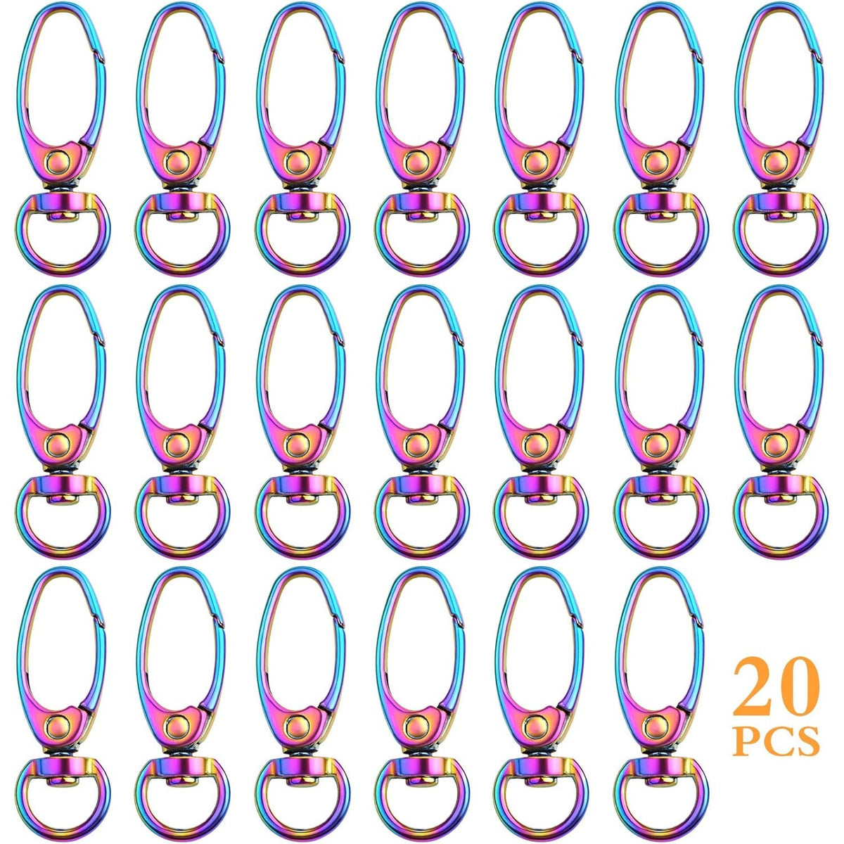 Swivel Clasp Clips,20pcs 35mm Swivel Trigger Clips Metal Keyring Clasps Snap Hooks for Hanging Key Chains Dog Leashes Crafts Decorations,Rainbow Color