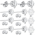 40pcs Crystal Rhinestone Earring Posts with Loop Cubic Zirconia Stud Earrings and 40pcs Earring Stoppers for DIY Jewelry Making Party Favor Gifts