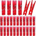 100 Pieces Clear Plastic Clothespins Mini Transparent Craft Clips Pictures Paper Peg Pins for Hanging Photos String Fairy Lights Wedding Party Decor, Red