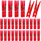 100 Pieces Clear Plastic Clothespins Mini Transparent Craft Clips Pictures Paper Peg Pins for Hanging Photos String Fairy Lights Wedding Party Decor, Red