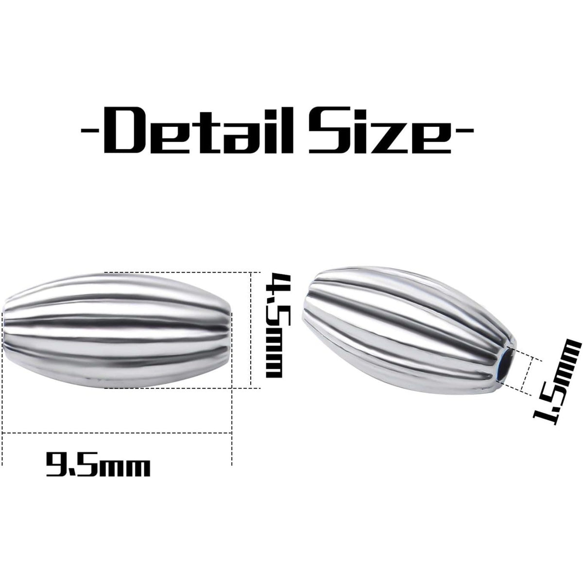 100pcs Antique Silver Oval Rice Shape Bead Spacers Tibetan Beads Jewelry Beads Spacer Bead Charms with A Box for DIY Bracelet Necklace Jewelry Making