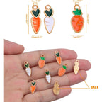60pcs Enamel Radish Shape Charms Alloy Carrot Fruit Food Vegetable Theme Dangle Pendants Keychain Accessories for DIY Necklace Earrings Jewelry Making Supplies, 3 Styles
