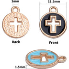 40pcs Round Enamel Cross Charms Alloy Crucifix Charm Pendants for Jewelry Making Bracelet Necklace,4 Colors