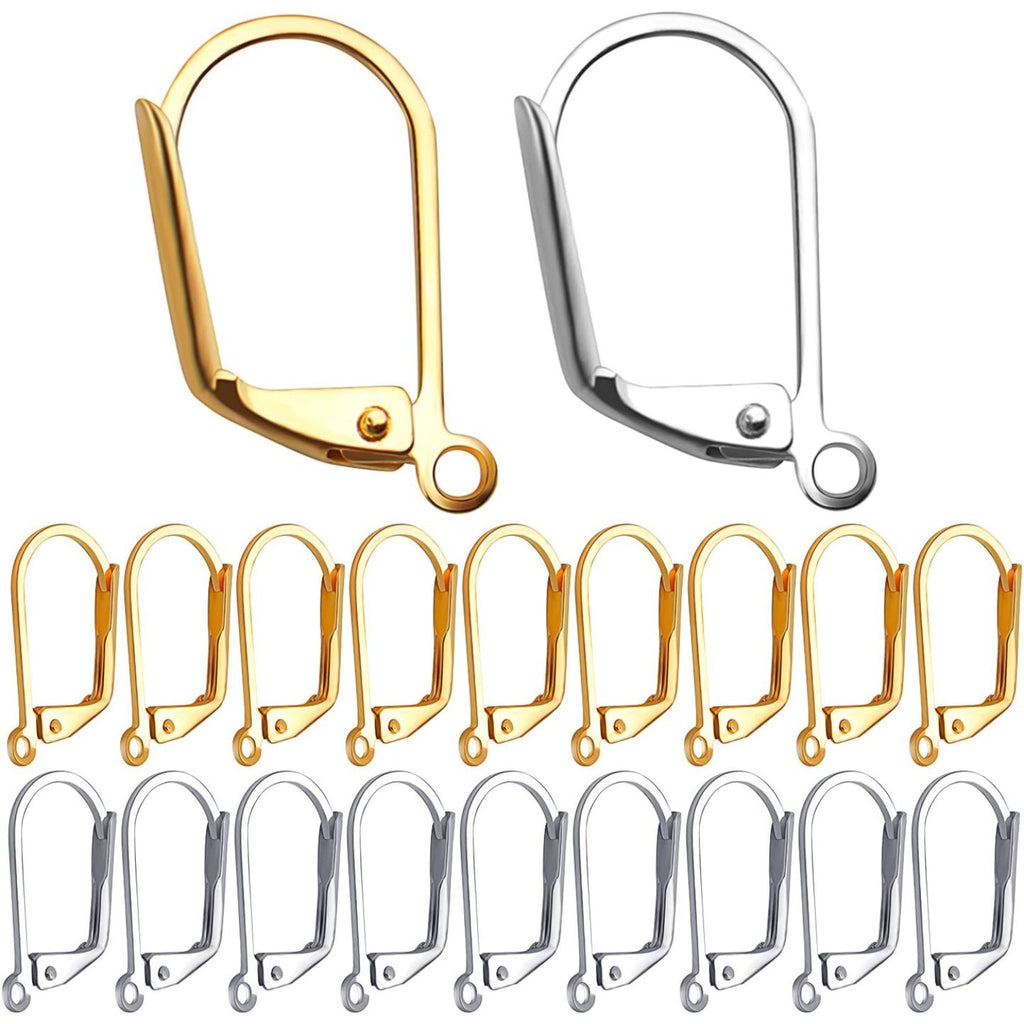 100 Pieces Leverback Earring Hooks French Earwires Replacement Jewellery Making Gold and Silver