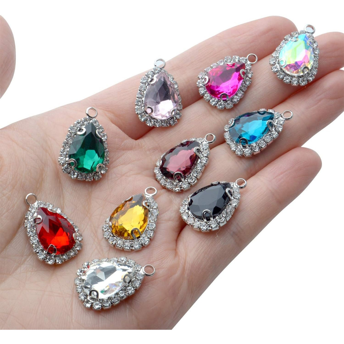 20pcs Jewelry Charms Crystal Beads Pendants Waterdrop Shape Rhinestone Teardrop Pendants for DIY Earrings Bracelet Necklace Jewelry Making, 1421mm, 10 Colors