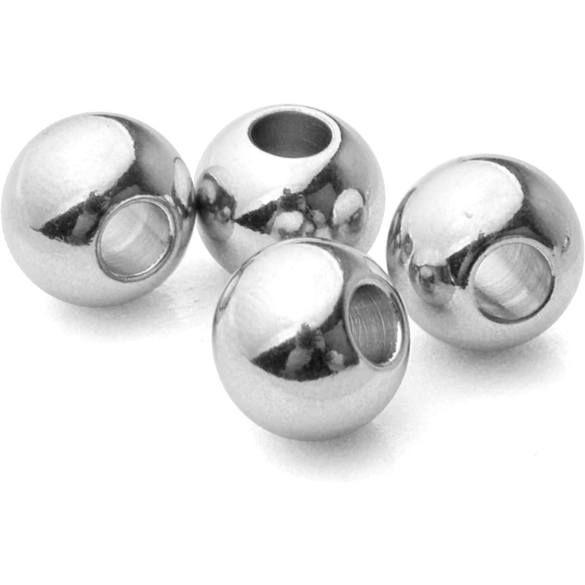 50pcs 8mm Stainless Steel Round Spacers Ball Spacer Beads Seamless Smooth Loose Beads Rondelle Beads Jewelry Spacer Charms for DIY Jewelry Making Supplies