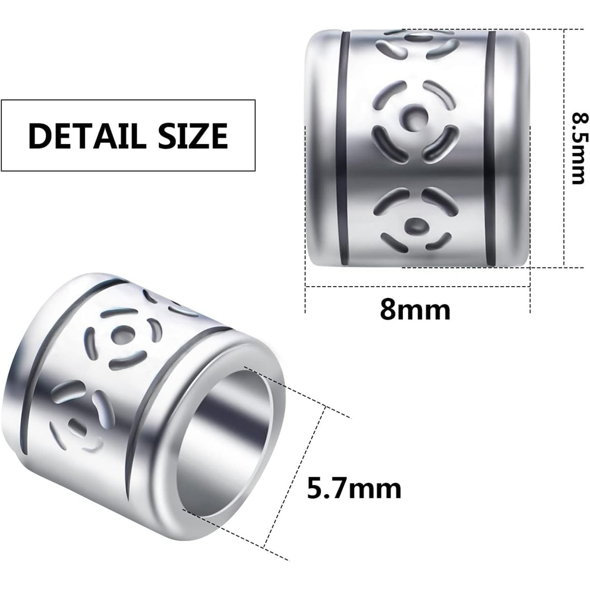 50pcs Antique Silver Alloy Rondelle Spacer Beads, 8.5mm x 8mm (Hole: 5.7mm), Loose Beads for DIY Jewelry Making