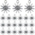 60 Pieces Antique Silver Lovely Sunflower Shaped Charms Vintage Alloy Daisy Flower Dangle Pendants Findings for DIY Necklace Bracelet Earrings Jewelry Making