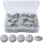 50pcs 11mm Tibetan Antique Silver Alloy Spacers Beads Round Spacer Bead Spacer Bead Charms Jewelry Spacers with A Box for DIY Jewelry Making Crafts Supplies
