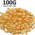 100 Gram(About 250-350pcs) Bead Caps Metal Spacers Jewelry Findings Accessories for Bracelet Necklace Jewelry Making,Gold