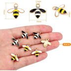 24pcs Alloy Enamel Bee Charms Cute Animal Honeybee Insect Pendant Charms with Rhinestone for DIY Necklace Bracelet Earrings Jewelry Making Decor, Yellow and White