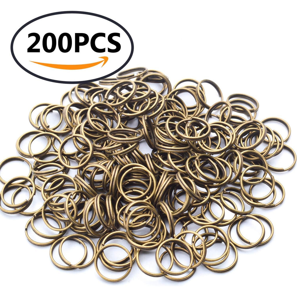 200 Pieces Small Bronze Key Chain Rings Split Ring Key Chains for Keys Organization,10mm Diameter