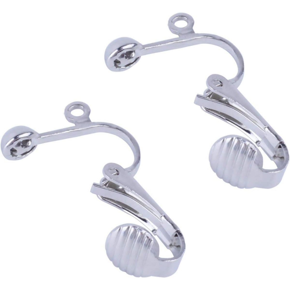 BronaGrand 20pcs Clip-on Earring Converter with Easy Open Loop (Silver)