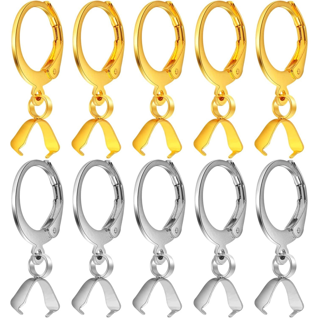 20pcs Stainless Steel French Earring Hooks Hypoallergenic Leverback Ear Wire Round Earring Hooks with Pendant Clasps for DIY Earring Jewelry Making Supplies, 2 Colors