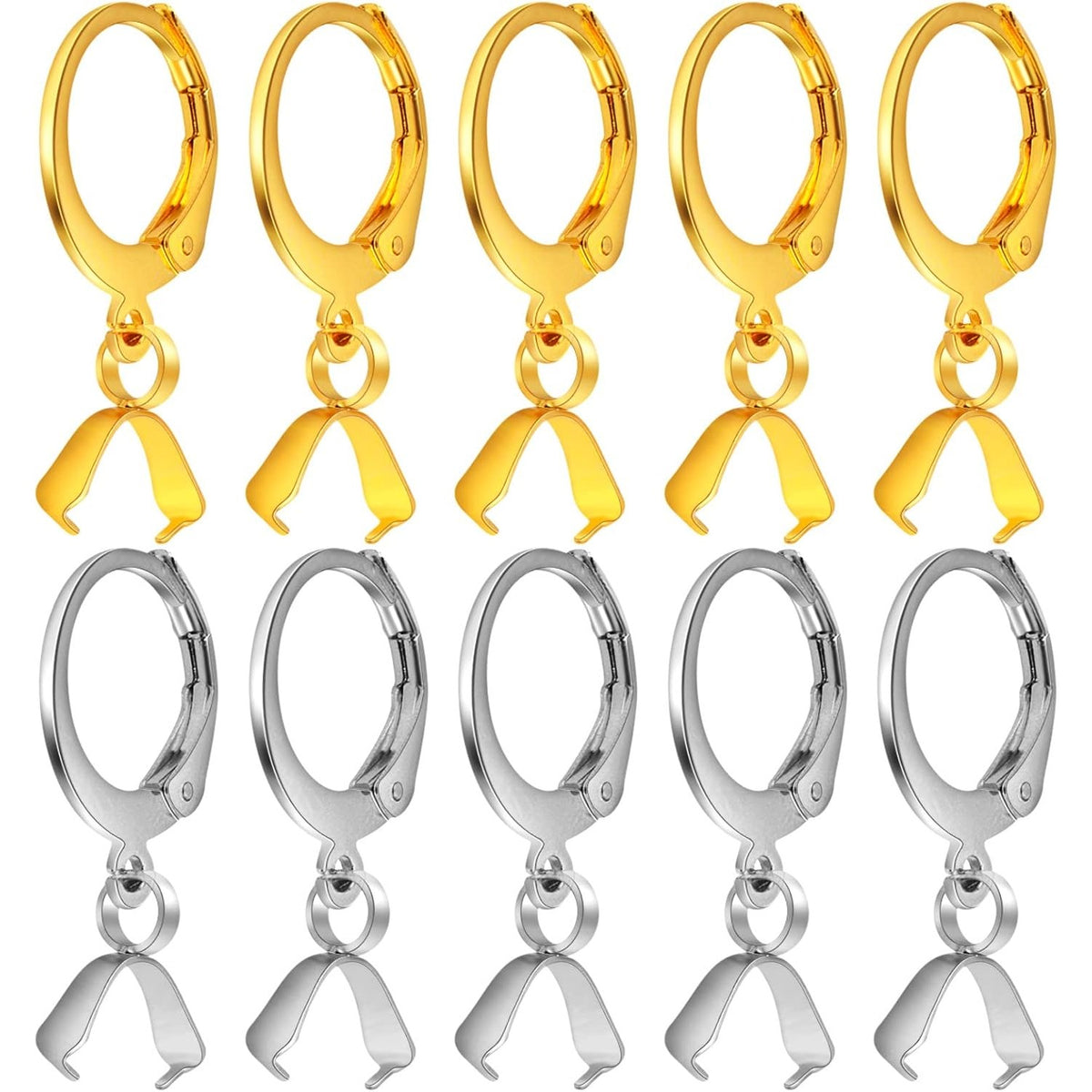 20pcs Stainless Steel French Earring Hooks Hypoallergenic Leverback Ear Wire Round Earring Hooks with Pendant Clasps for DIY Earring Jewelry Making Supplies, 2 Colors