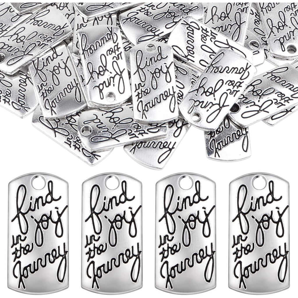 50 Pieces Antique Silver Inspirational Word Charms Alloy Engraved Motivational Words Message Pendants Charms for DIY Necklace Earrings Keychains Jewelry Making