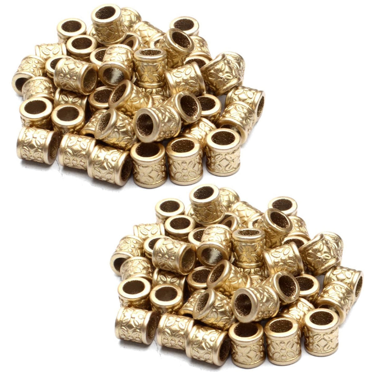 Hair Tube Beads,100pcs Golden and Silver Hair Dreadlock Beads Plastic Braid DIY Beads Large Hole Beads for Men Women Hair Beard Moustache Decoration,9x9x6mm