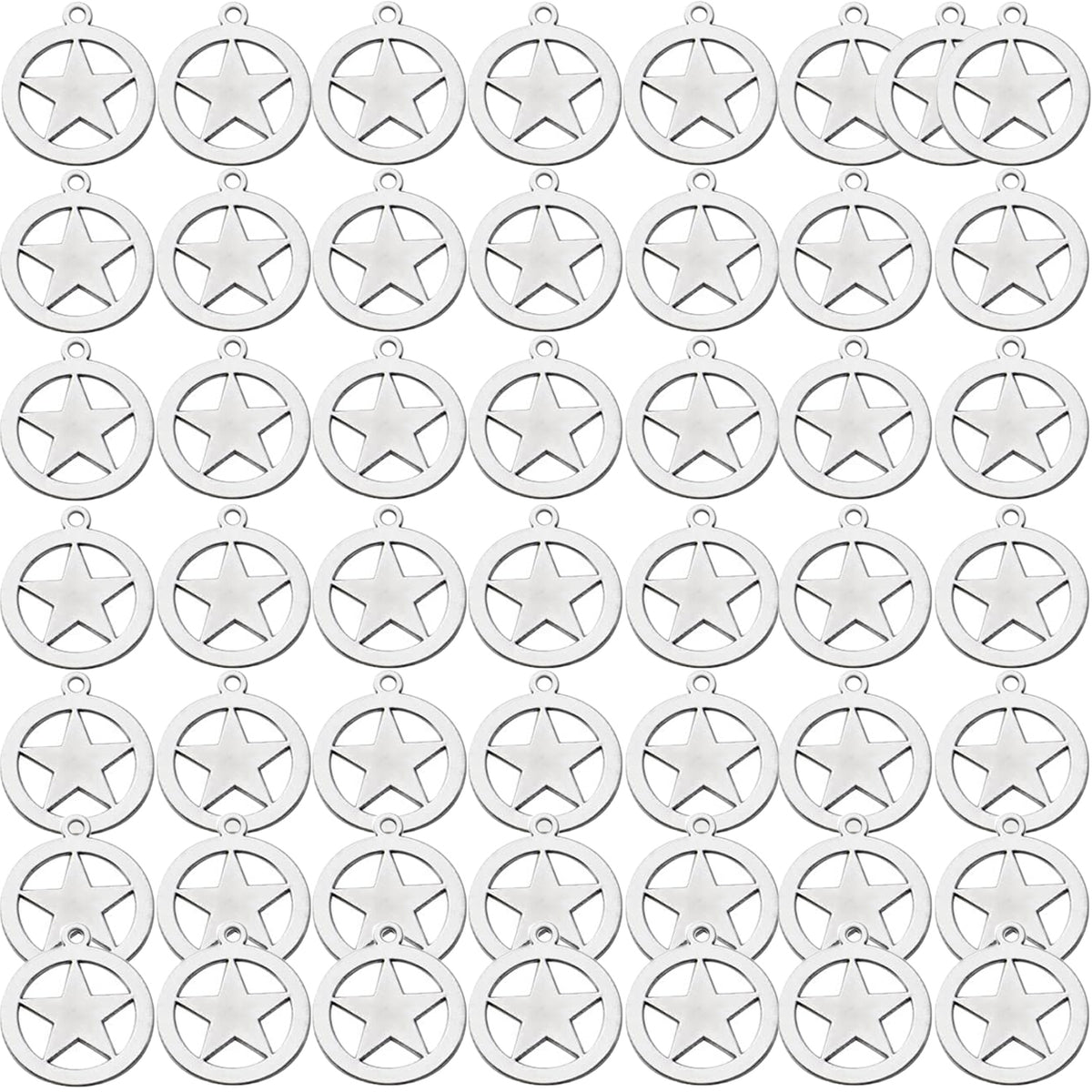 50pcs Pentagram Charms Alloy Round Star Charms Pentacle Charm Pendants for DIY Jewelry Necklace Bracelet Crafts Making,Antique Bronze,Antique Silver