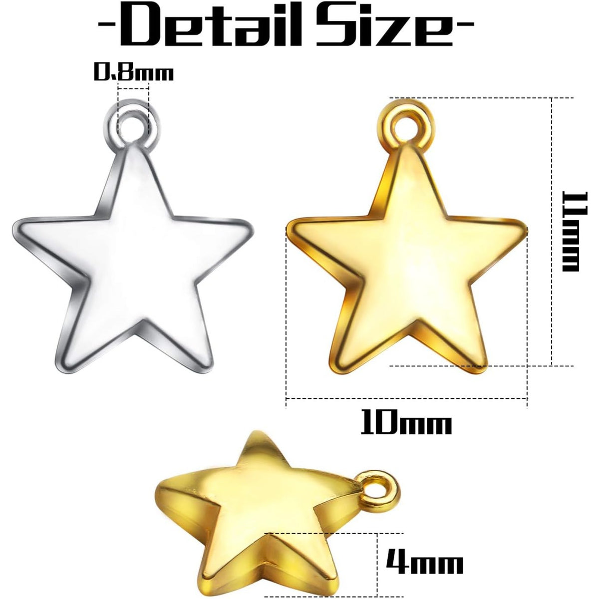 Star Pendant Charms, 100pcs Mini Five-Pointed Star Charms Tibetan Style Blank Stamping Star Shape Pendant for DIY Jewelry Making Crafting, Golden and Antique Silver, 11x10x4mm