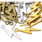 60pcs Lightning Bolt Pendants Alloy Flash Lightning Charms Thunder Flash Celestial Dangle Charms for DIY Earrings Bracelet Crafts Jewelry Making Accessory,28mm×7.7mm