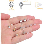 100 Pieces 6 mm 2 Colors Rhinestone Earring Studs Metal Earring Posts with Loop and 100 Pieces Clear Bullet Earring Backs for DIY Dangle Jewelry Making Supplies