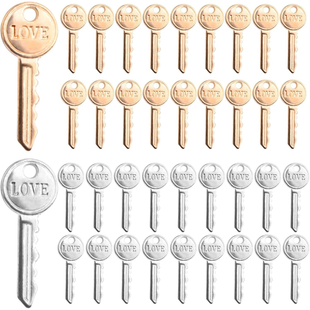 60 Pieces Vintage Key Pendant Charms Mini Alloy Key Pendants Craft Supplies for DIY Bracelet Necklace Keychains Jewelry Making Party Decoration, 2 Colors