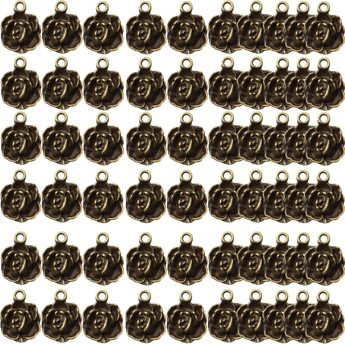 60pcs Rose Pendant Charm Tibetan Alloy Rose Flower Charms Pendants Flower Bead Charms DIY Earrings Bracelet Necklace Jewelry Making for Birthday Valentine's Gifts,4 Colors