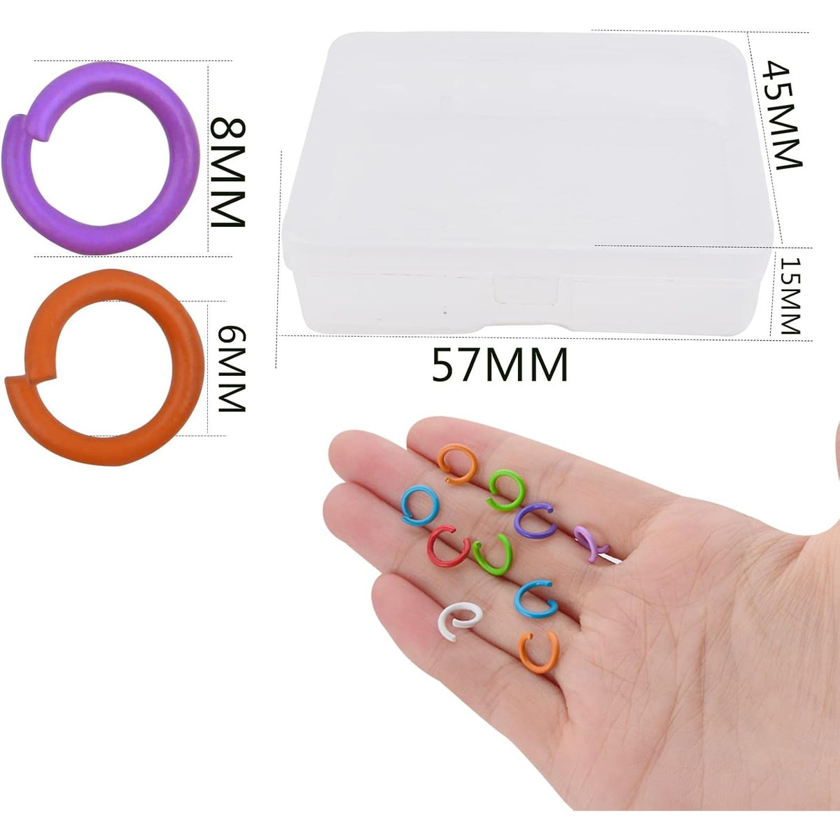 300pcs 10 Colors 8mm Open Jump Rings Metal Single Jump Ring Links Wire Ring Connectors with a Plastic Box for DIY Choker Necklaces Bracelet Jewelry Making