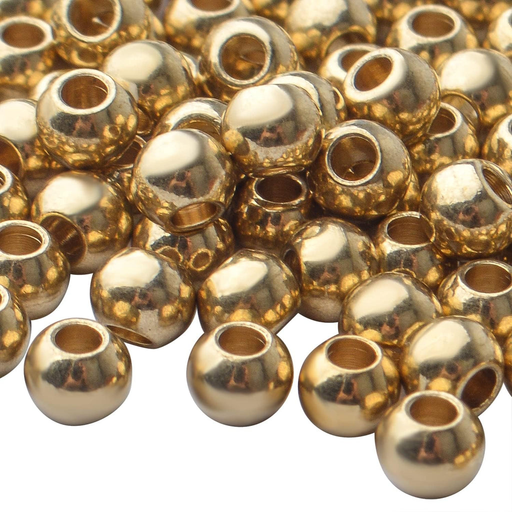 200pcs Round Ball Spacer Beads Brass Rondelle Beads Loose Beads Charm Beads for DIY Bracelet Jewelry Craft Making Supplies,4mm