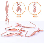Stainless Steel Earring Hooks, 30pcs Pendant Clasp Earring Hooks Ear Wire Buckle Fish Hooks Dangle Earrings Connectors for Women Girls DIY Jewelry Making Supplies, Rose Gold