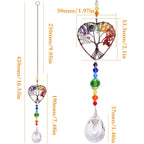 1pcs Rainbow Heart-Shaped Sun Catcher, Tree of Life Crystal Suncatcher Window Hanging Crystals Ornament Chakra Stones Prism Drop Pendant for Garden Home Car Lamp Window Decoration