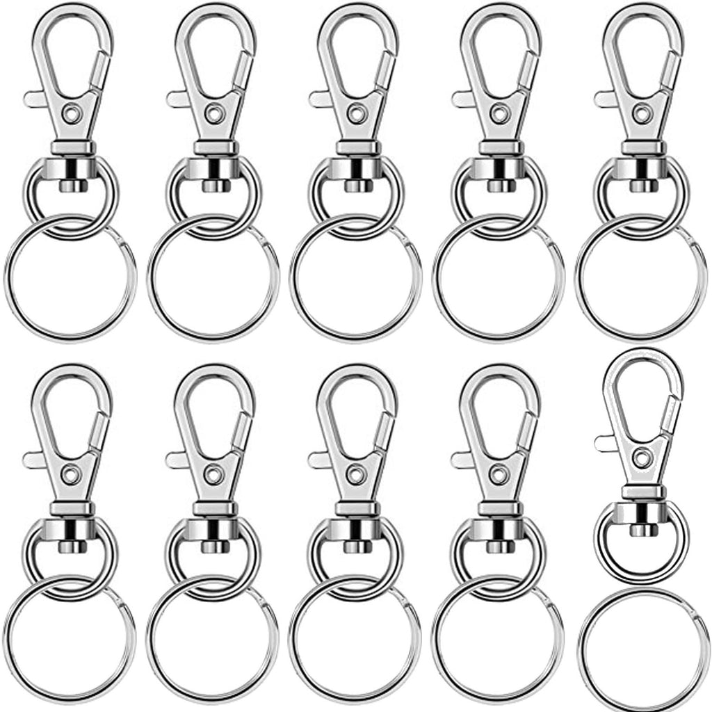 60 Pieces Metal Swivel Lanyard Snap Hook with Key Rings(Small Size)