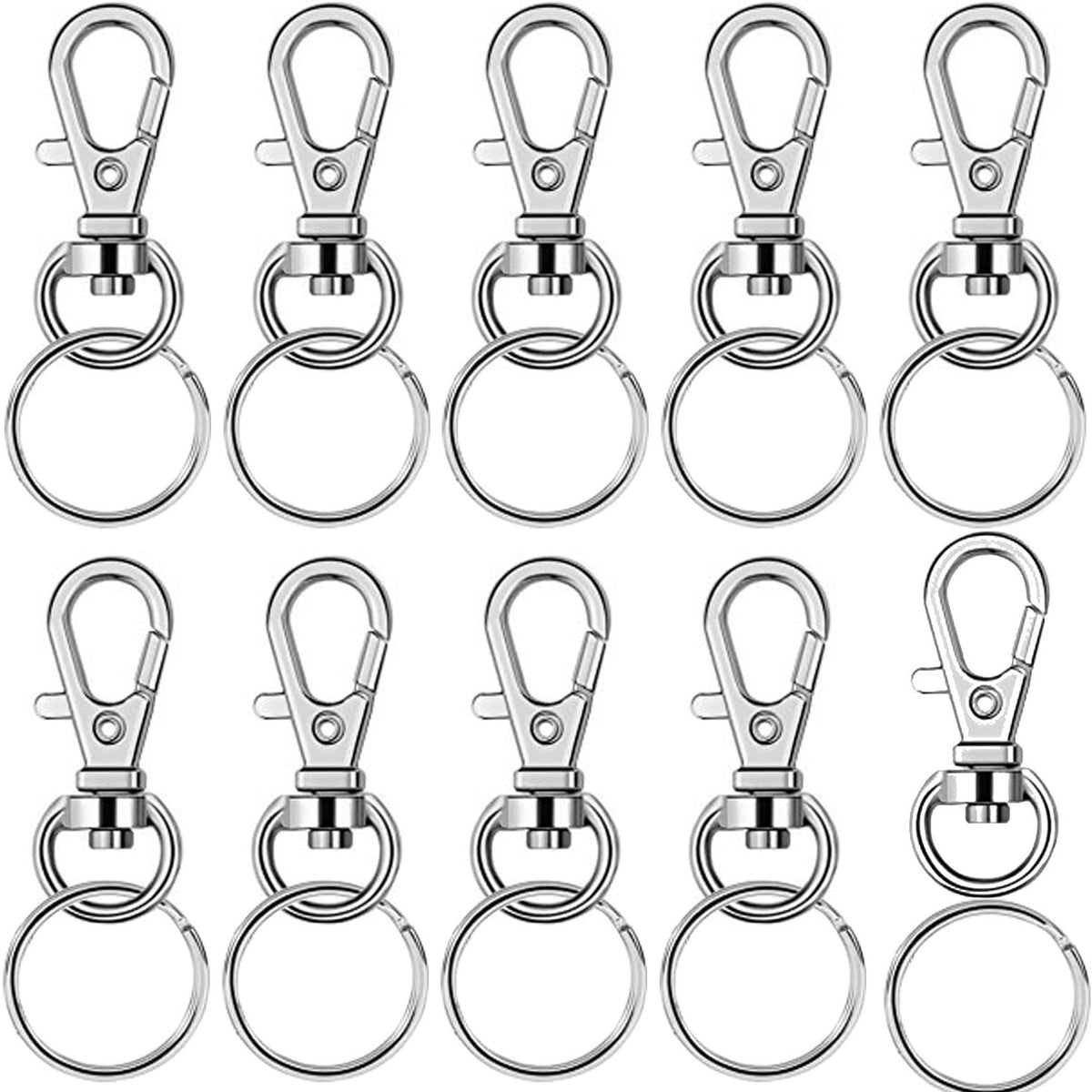 60 Pieces Metal Swivel Lanyard Snap Hook with Key Rings(Small Size)