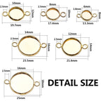24pcs Stainless Steel Round Blank Bezel Pendant Cabochon Connectors Stud Earring Pendant Trays Blanks Links for DIY Jewelry Making Photo Resin Art Crafts, 6 Sizes