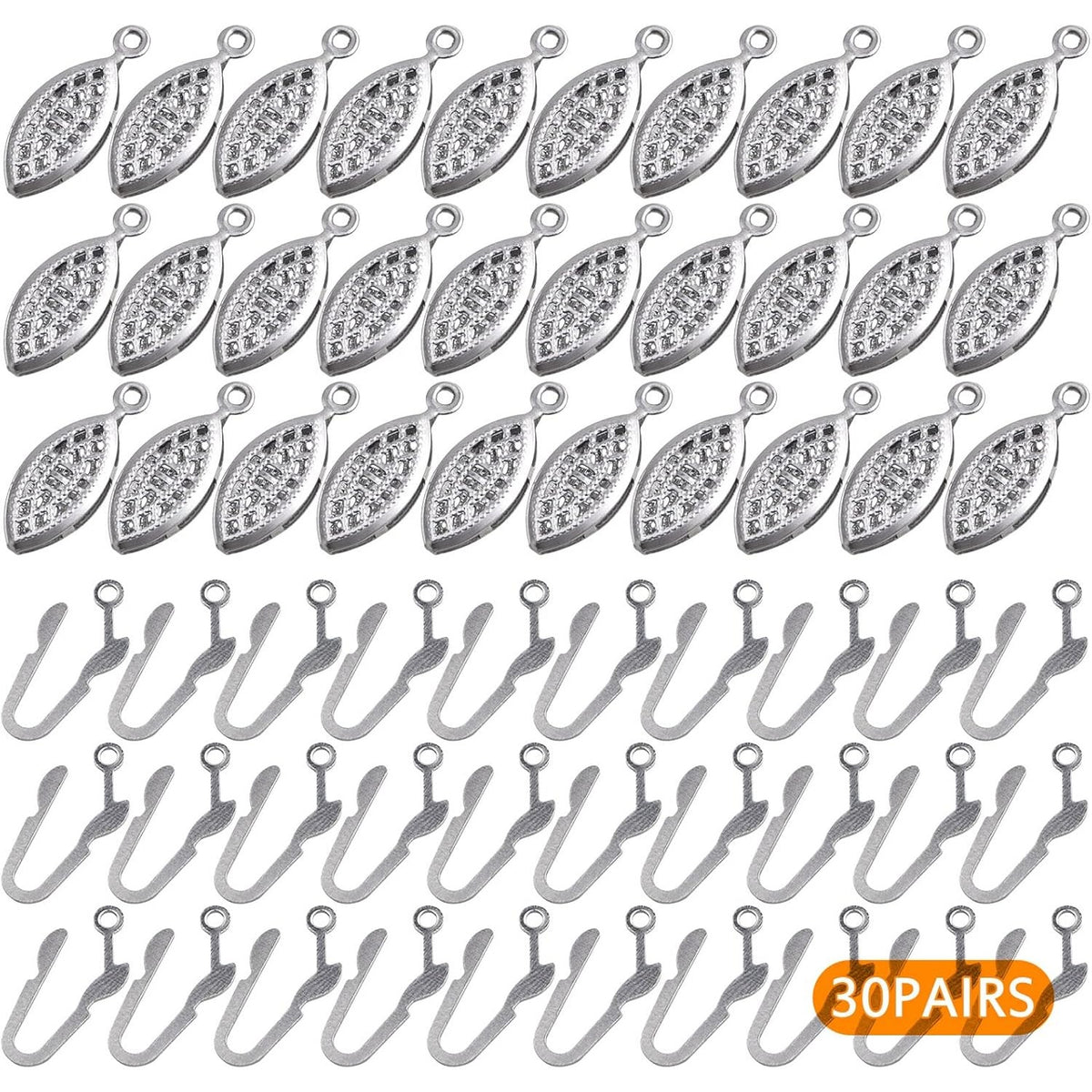 30 Pieces Filigree Box Necklace Clasps Stainless Steel Oval Fish Hook Clasp Jewelry Slide Clasps Bracelet Connectors for DIY Jewelry Making Birthday Party Gift
