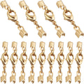 20pcs Golden Lobster Claw Clasps with Cord Ends Metal Leather Cord End Caps Fold Over Crimp End Tips Connector with a Plastic Box for DIY Necklace Bracelets Jewelry Making