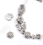 100 Gram(About 130-170pcs) Antique Tibetan Silver Alloy Butterfly Flower Beads Charm Bead Spacers Jewelry Findings Accessories for Bracelet Necklace Jewelry Making