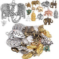 100g (About 20-40pcs) Mixed Alloy Elephant Charms Tibetan Animal Elephant Head Charms Pendants Jewelry Findings for Bracelets Necklace Crafts Making