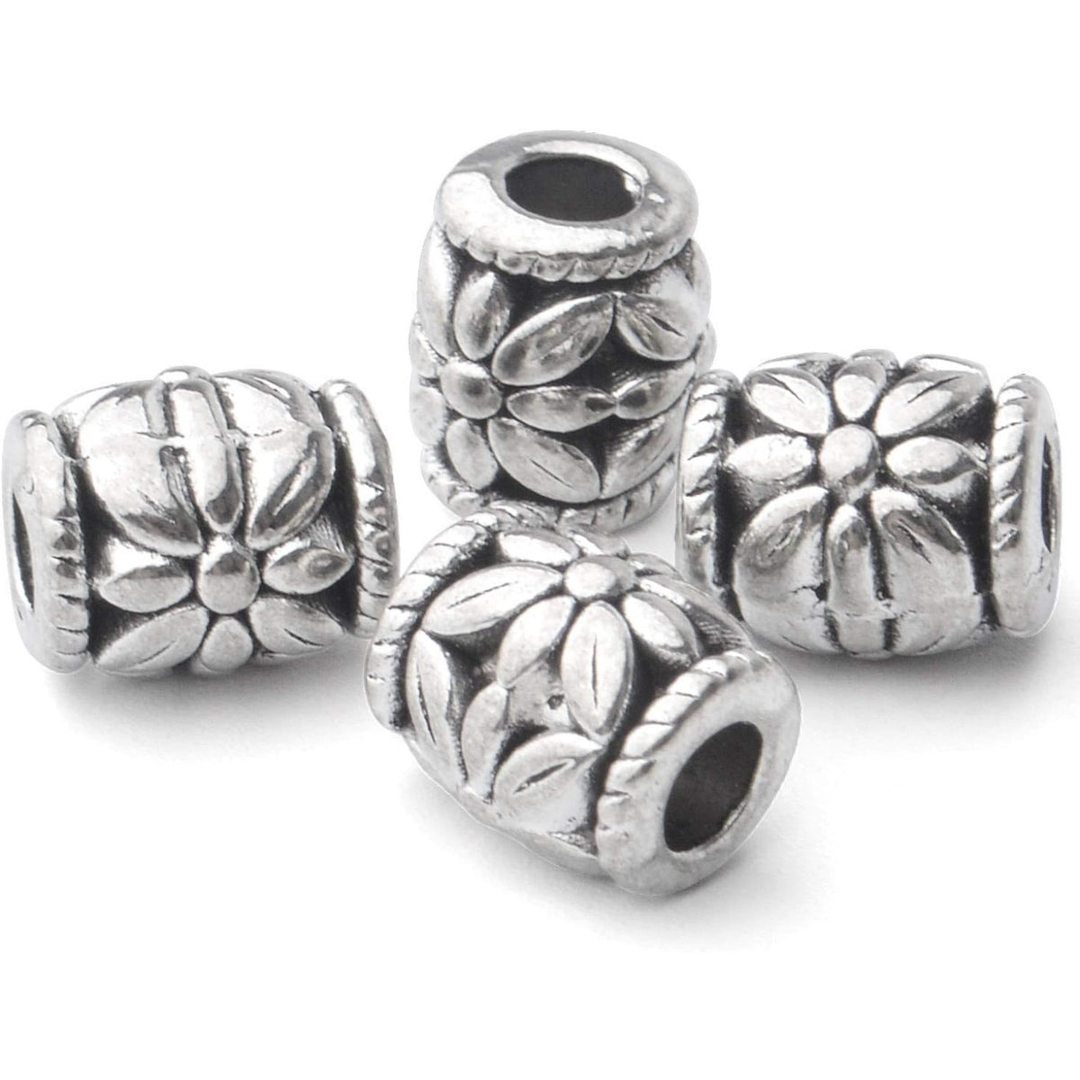 100pcs Antique Silver Bead Spacer Alloy Tube Beads Tibetan Spacers Large Hole Loose Beads Jewelry Spacer Charms for DIY Jewelry Making