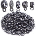 100 Gram Gun Black Bail Tube Beads Alloy Bail Beads Connectors Tibetan Tube Spacer Bead Hanger Links for DIY European Bracelet Charm Jewelry Crafts Making, 5 Styles