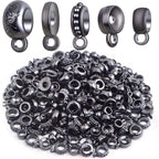 100 Gram Gun Black Bail Tube Beads Alloy Bail Beads Connectors Tibetan Tube Spacer Bead Hanger Links for DIY European Bracelet Charm Jewelry Crafts Making, 5 Styles