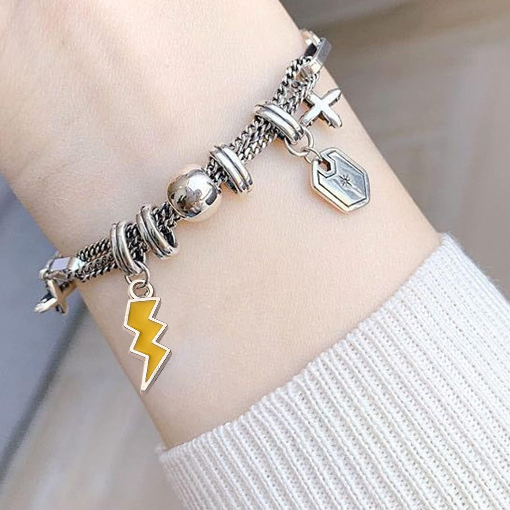60pcs Lightning Bolt Charm Pendants Alloy Flash Lightning Charms Enamel Charms Pendants Celestial Dangle Charms for Bracelet Necklace Earrings DIY Jewelry Making Supplies