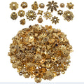 100 Gram(About 250-350pcs) Bali Style Jewelry Making Metal Bead Caps Deluxe New Mix,Antique Gold