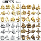 Constellation Charm Pendants,48pcs Constellation Zodiac Charms Zodiac Charms Bulk 12 Constellations Charms for Jewelry Making Necklace Bracelet Crafting,Antique Silver/Antique Golden/Golden/Bronze