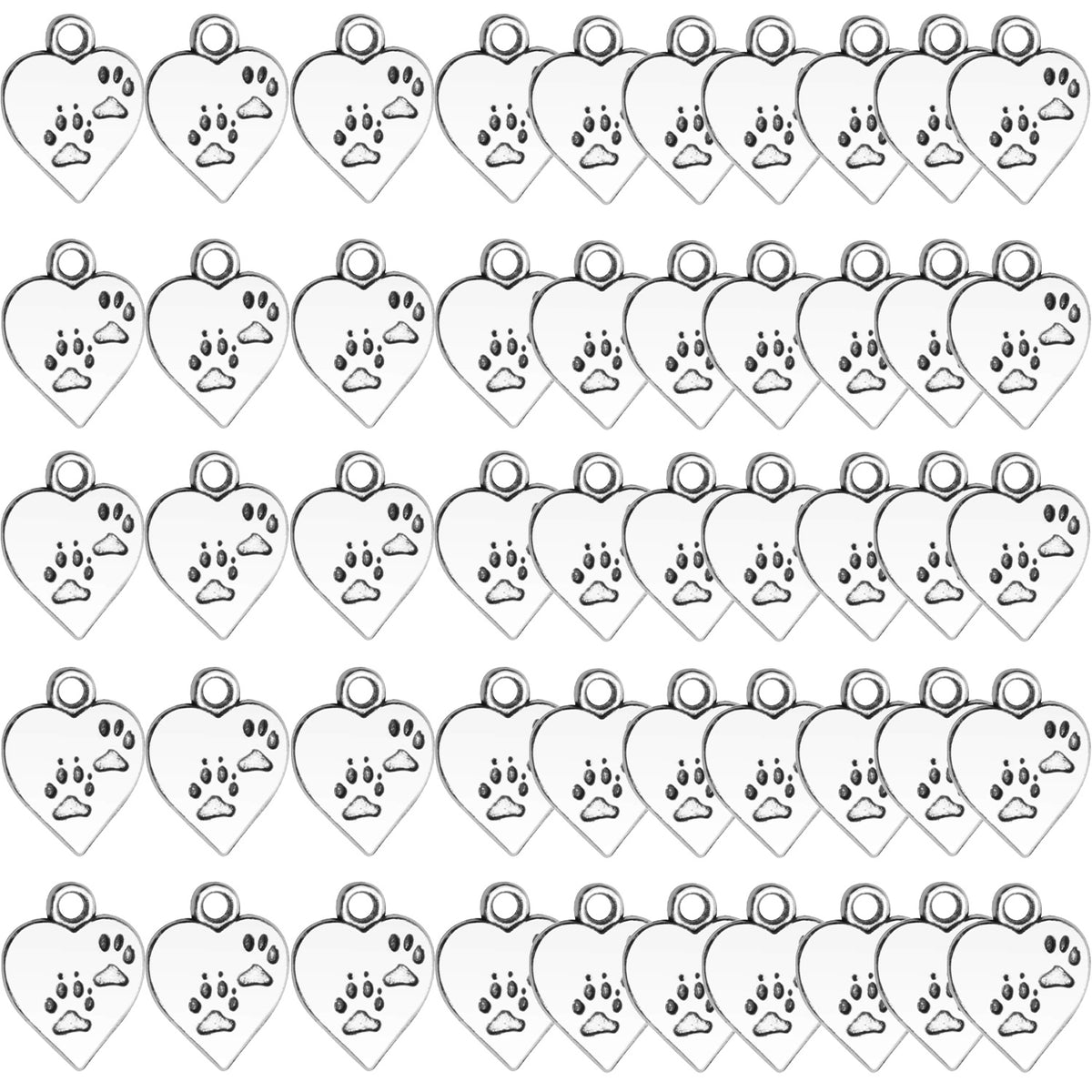 50pcs 17mm Alloy Heart Shape Charm Love Charms Tibetan Dangle Heart Charms Jewelry Charms Pendants for Bracelet Earring Necklace Jewelry Making Accessories