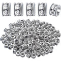 200pcs Silver Spacer Beads European Alloy Rondelle Spacers Tube Beads Jewelry Spacer Charms for DIY Bracelet Jewelry Crafts Making