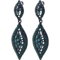 1 Pair Dark Green Clip on Earrings Rhinestone Crystal Wedding Bride Earring Clips Gorgeous Leaf Drop Clip-on Dangle Earrings for Women Non Pierced Ears Earrings Decor