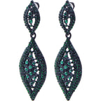 1 Pair Dark Green Clip on Earrings Rhinestone Crystal Wedding Bride Earring Clips Gorgeous Leaf Drop Clip-on Dangle Earrings for Women Non Pierced Ears Earrings Decor